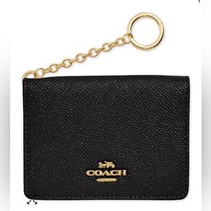 NWT! Coach Crossgrain Key Ring Card Case Black